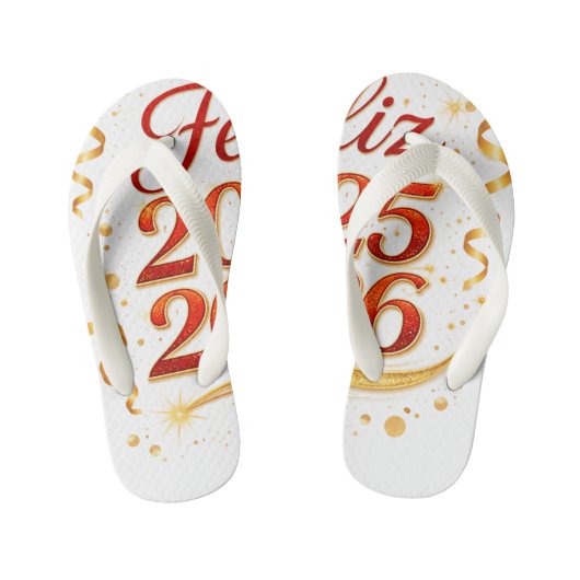Par de Chancletas con Diseño “Feliz 2025–2026” | C キッズビーチサンダル (フットベッド)