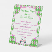 Par Golf Sips Drinkメニューベビーシャワーゴルフカート 台座サイン (正面)