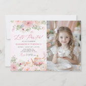 Par-teaフローラティーガールバースデーパーティーの写真 招待状 (正面)