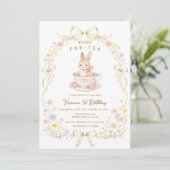 Par-Tea Bunny 1歳の誕生日 野の花 招待状 (スタンド正面)
