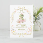 Par-Tea Dino 1歳の誕生日 ワイルドフラワー 招待状 (スタンド正面)