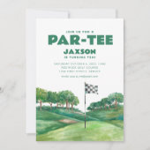 Par-Teeゴルフ誕生日パーティー招待状に参加 招待状 (正面)