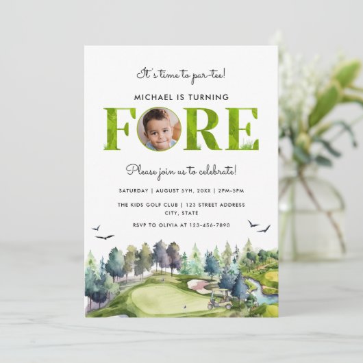 Par-tee 4th Birthday Golf First誕生日写真 招待状 (スタンド正面)