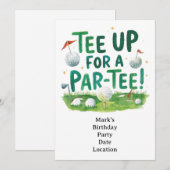 Par Tee Golfer パーティーのためのゴルフティーアップ 招待状 (正面/裏面)