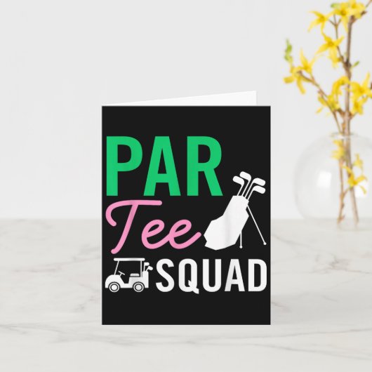 Par Tee Squad Funny Birthday Party Golf Player Fam カード (黄色い花)