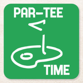 Par-Tee Time White スクエアペーパーコースター