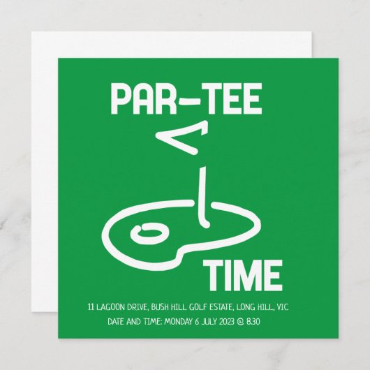 Par-Tee Time White 招待状 (正面/裏面)