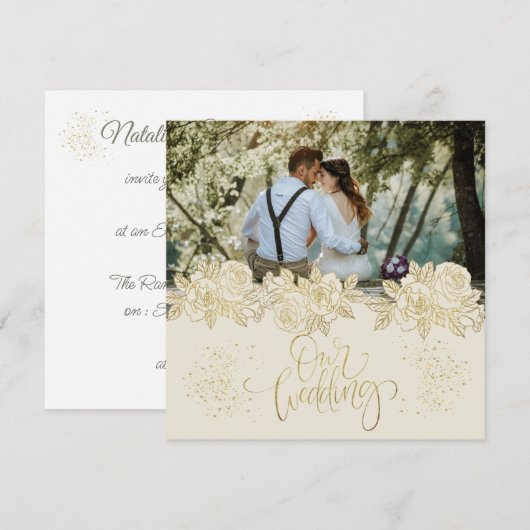para boda personalizada con foto 招待状 (正面/裏面)