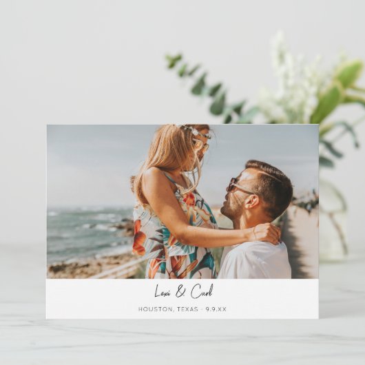 Para Photo Horizontalモダン日付の保存 招待状 (スタンド正面)