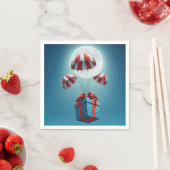 Parachutes Delivering a Christmas Gift  スタンダードカクテルナプキン (インサイチュ)