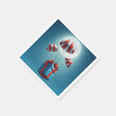 Parachutes Delivering a Christmas Gift  スタンダードカクテルナプキン (角)