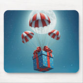 Parachutes Delivering a Christmas Gift  マウスパッド (正面)