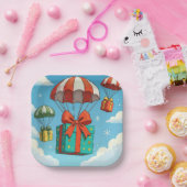 Parachutes Delivering Christmas Gifts  ペーパープレート (パーティー)