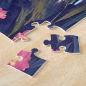 Paradise Cove | Pink Watercolor Ocean Waves Sunset ジグソーパズル (側面)