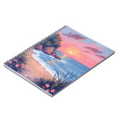 Paradise Cove | Pink Watercolor Ocean Waves Sunset ノートブック (左側)