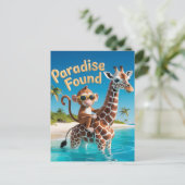 Paradise Found, Monkey Riding Giraffe in the Ocean ポストカード (スタンド正面)