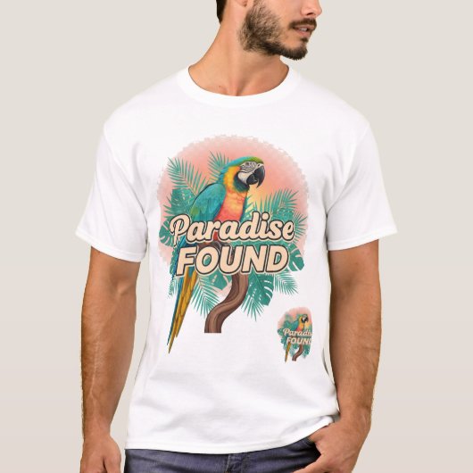Paradise Found — Vibrant Tropical Parrot Design Tシャツ (正面)