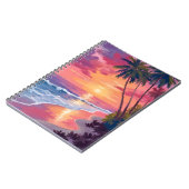 Paradise Sunset | Pink Tropical Watercolor Beach ノートブック (左側)