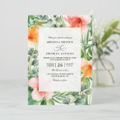 Paradise Tropical Hibiscus Floral QR Code Wedding 招待状 (スタンド正面)