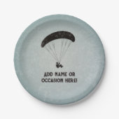 Paragliding Motif – メタルスタンプルック – 任意の文字 ペーパープレート (正面)