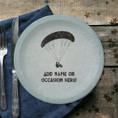 Paragliding Motif – メタルスタンプルック – 任意の文字 ペーパープレート