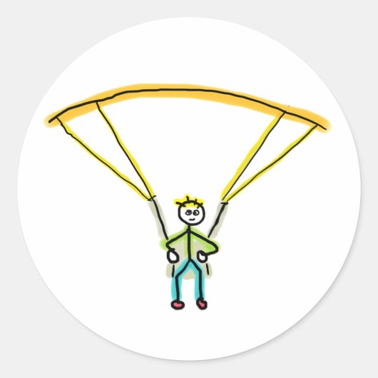 Paragliding Stickman ラウンドシール (正面)