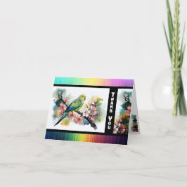 Parakeet and Cherry Blossoms Thank You Card サンキューカード