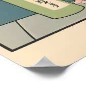 Parakeet in Bathtub Ukiyo-e Print Funny Bird ポスター (角)