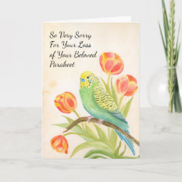 Parakeet Sympathy with Tulips Pet Loss カード