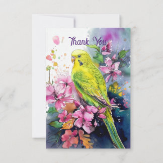 Parakeet Thank You Noteカード サンキューカード