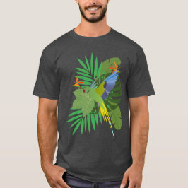 Parakeet with leaves tシャツ