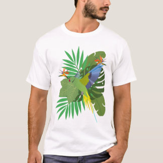 Parakeet with leaves tシャツ