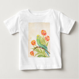 Parakeet with Tulips Exotic Pets ベビーTシャツ