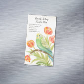 Parakeet with Tulips Exotic Pets マグネット名刺 (インサイチュ)