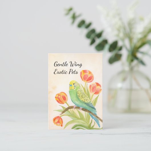 Parakeet with Tulips Exotic Pets 名刺 (スタンド正面)