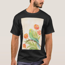 Parakeet with Tulips Exotic Pets Tシャツ