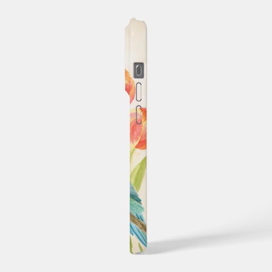 Parakeet with Tulips  iPhoneケース (左側面)