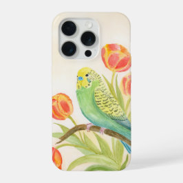 Parakeet with Tulips  iPhone 15 Proケース