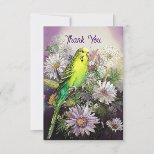 Paraketと花Thank You Note Card サンキューカード (正面)