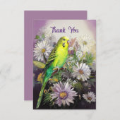 Paraketと花Thank You Note Card サンキューカード (正面/裏面)