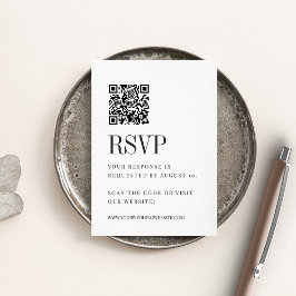 Parallel モダン Black & WhiteのQRコー結婚ドRSVP エンクロージャーカード