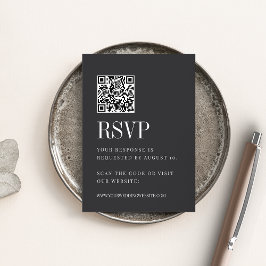 Parallel モダン Black & WhiteのQRコー結婚ドRSVP エンクロージャーカード