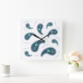 Parameciaペイズリー原生動物生物学科学ライト スクエア壁時計 (ホーム)