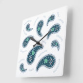 Parameciaペイズリー原生動物生物学科学ライト スクエア壁時計 (傾斜)