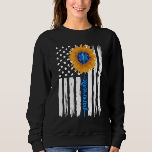 Paramedic Sunflower US Flag Paramedic 1 スウェットシャツ (正面)