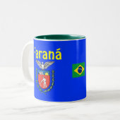 Paranáのブラジルの州のコーヒー・マグCanecaはParanáをします ツートーンマグカップ (正面左)