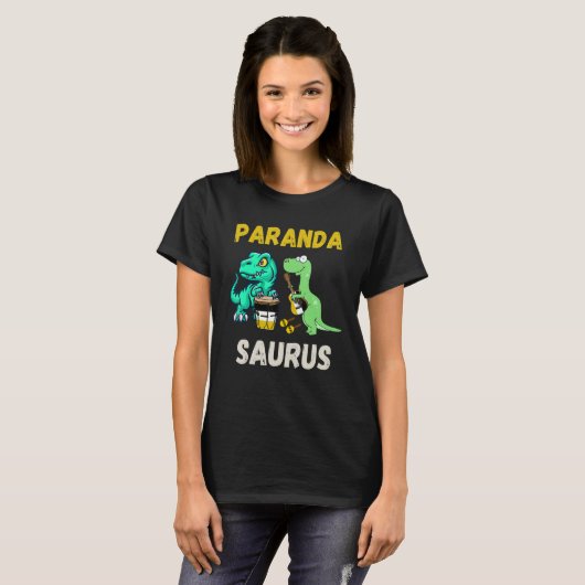 Parandasaurus Dinosaurs Playing Garifuna Drum And  Tシャツ (正面フル)