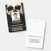 Paranormal Investigator従業員の写真ID名タグ バッジ (表裏)