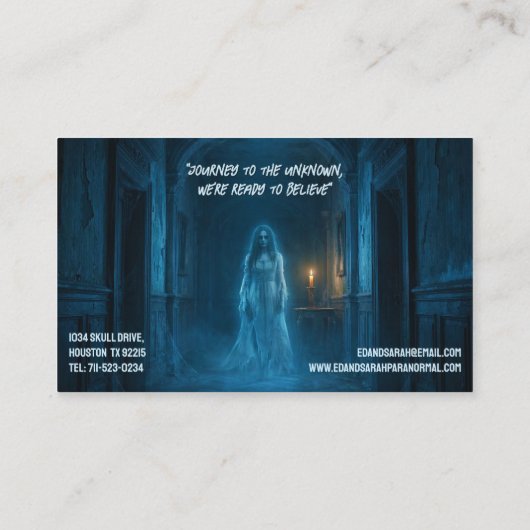 Paranormal Investigators Eerie Ghost Lady Haunted 名刺 (裏面)