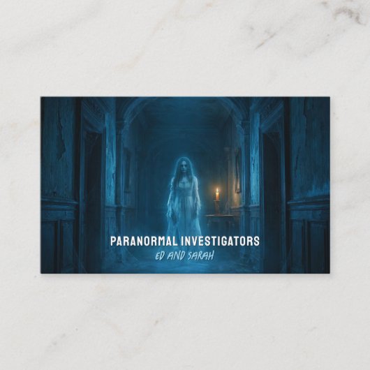 Paranormal Investigators Eerie Ghost Lady Haunted 名刺 (正面)